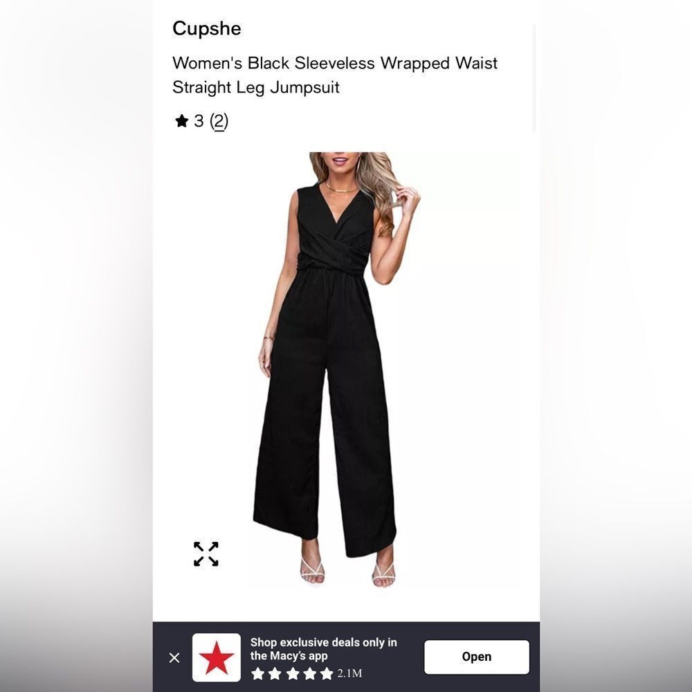 NWTβwomenβs Cupshe black jumpsuit XL - Picture 2 of 12